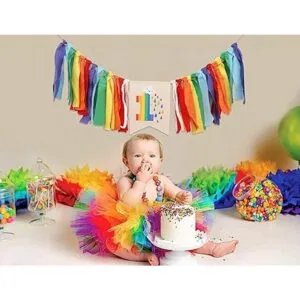 Banner para silla alta con temática de arco iris pancarta_5