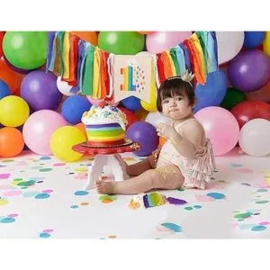 Banner para silla alta con temática de arco iris pancarta_3