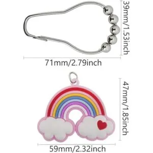 Decorative Rainbow Shower Curtain Hooks for Kids Bathroom_2