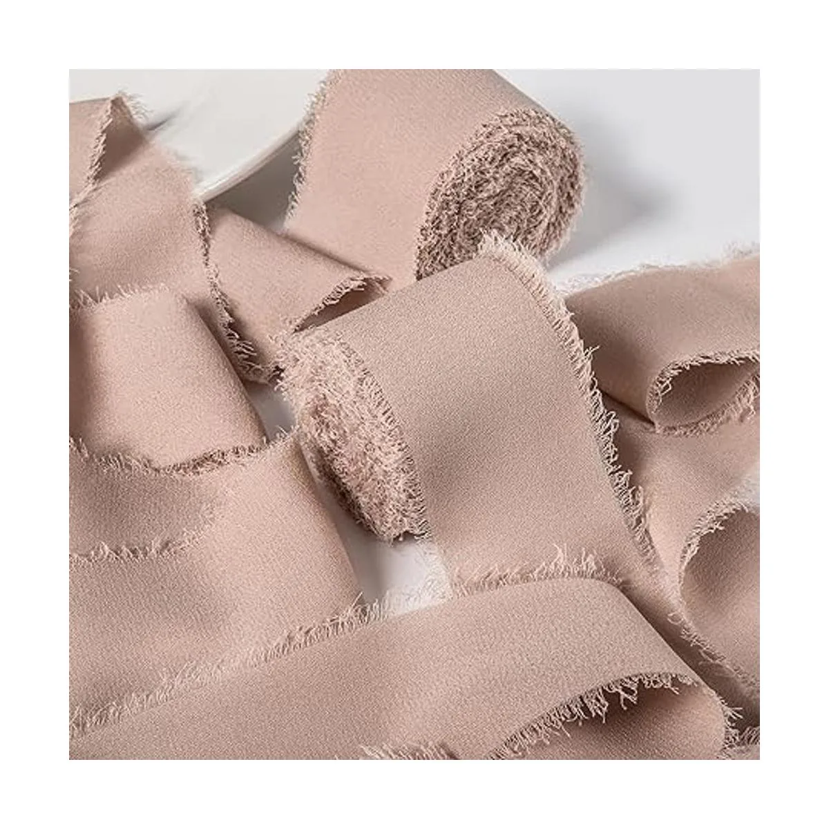 JEDIA Chiffon Ribbon 6 Rolls Natural Handmade Fringe_3