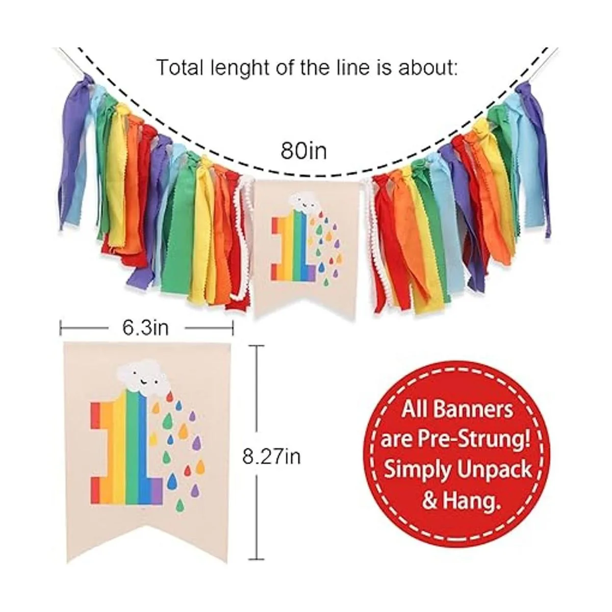 Banner para silla alta con temática de arco iris pancarta_2