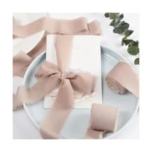 JEDIA Chiffon Ribbon 6 Rolls Natural Handmade Fringe_5