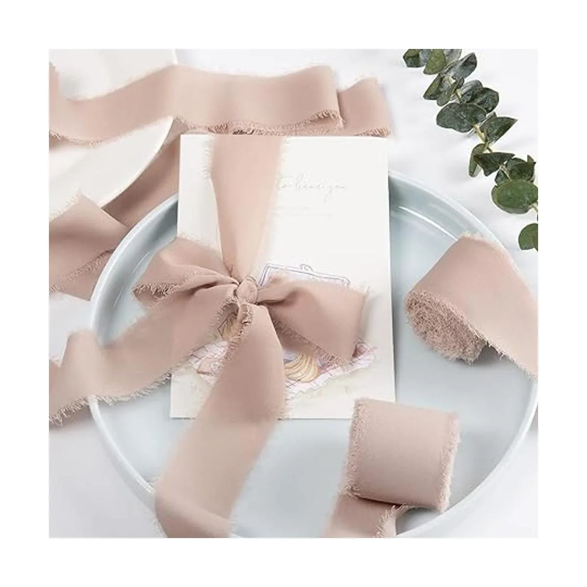 JEDIA Chiffon Ribbon 6 Rolls Natural Handmade Fringe_5