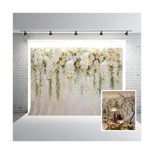 FiVan Telón de fondo con flor glicina en blanco y verde_2