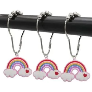 Decorative Rainbow Shower Curtain Hooks for Kids Bathroom_1