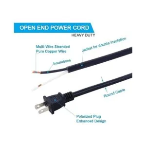Cable de alimentación de repuesto de 2 clavijas 14AWG SJT_4