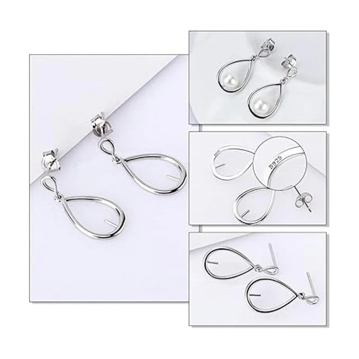 LGSY Aretes de plata de ley 925 con forma de gota de agua_2