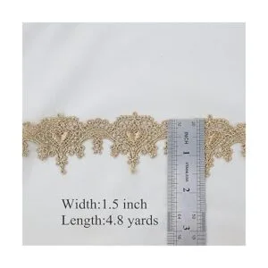 IDONGCAI Ribete de encaje dorado con apliques bordados_2