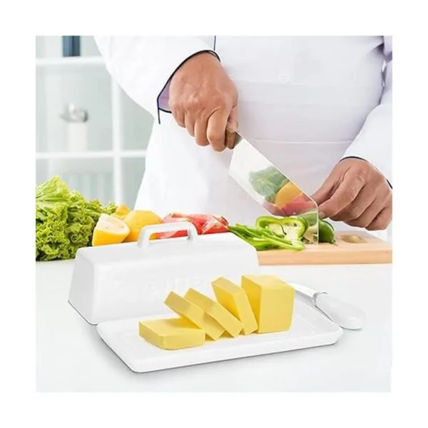 Juego de platos de mantequilla de cerámica con tapa y_5