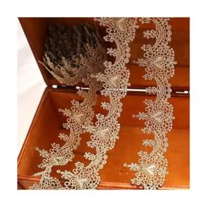 IDONGCAI Ribete de encaje dorado con apliques bordados_5