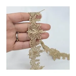 IDONGCAI Ribete de encaje dorado con apliques bordados_4