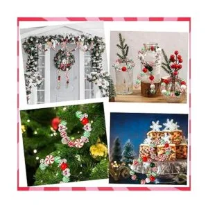 200 Pcs Christmas Wooden Beads Candy Cane Wood Beads Xmas_7