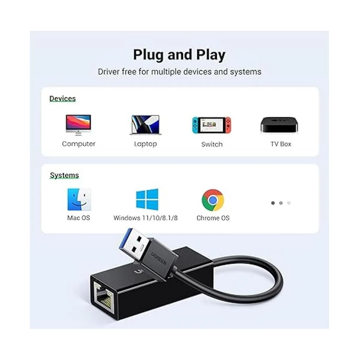 UGREEN Adaptador USB a Ethernet para computadora portátil_5