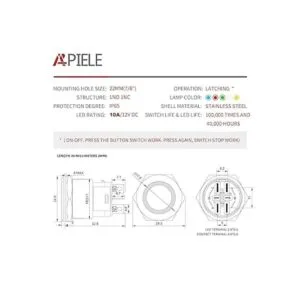Interruptor de metal 0.87 pulgadas EZ interruptor de_2