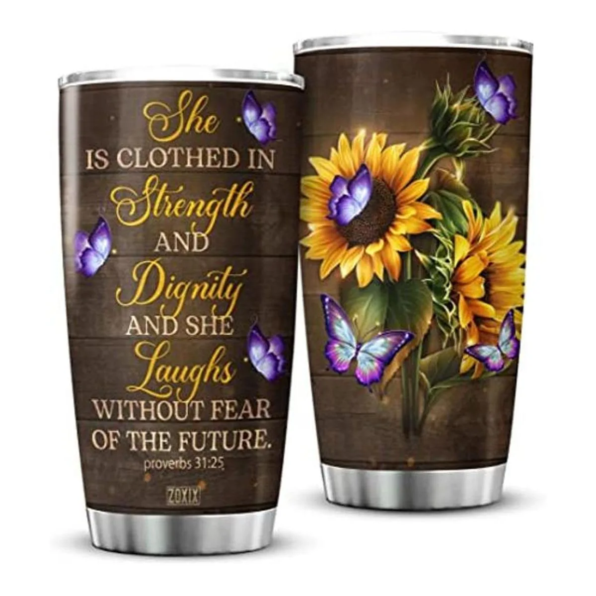 ZOXIX Vaso de girasol con cita motivacional She Laughs_1
