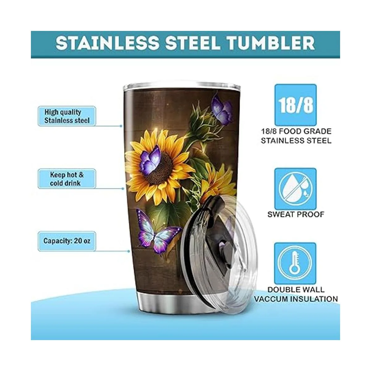 ZOXIX Vaso de girasol con cita motivacional She Laughs_7