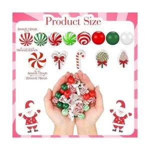 200 Pcs Christmas Wooden Beads Candy Cane Wood Beads Xmas_2