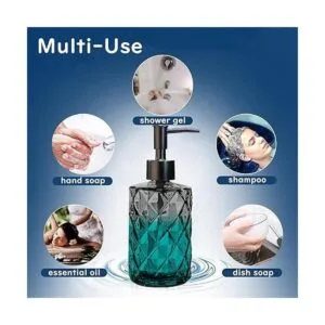 Juego de 2 dispensadores de jabón de vidrio para baño_7