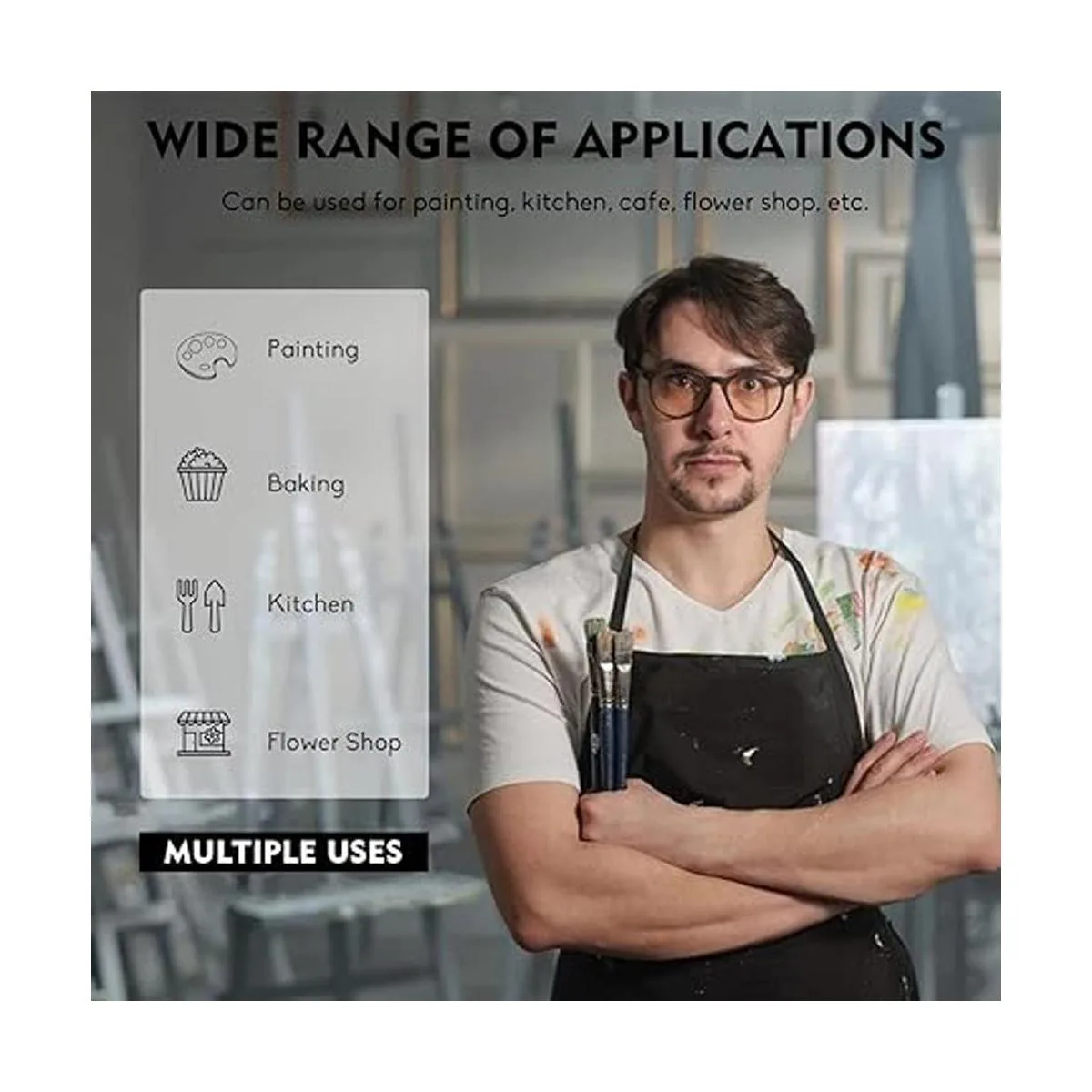 CONDA Delantales de babero 100 algodón color negro_6