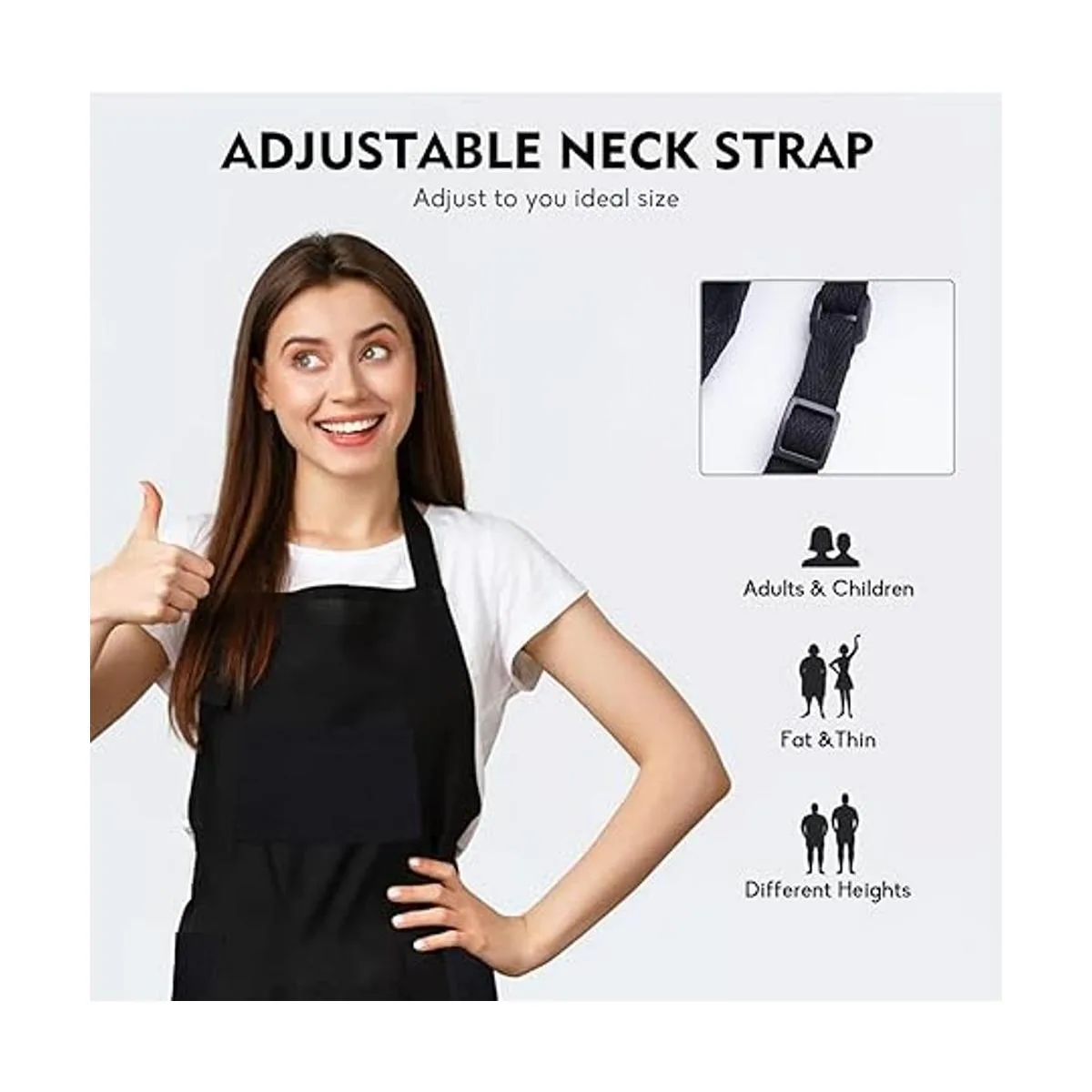 CONDA Delantales de babero 100 algodón color negro_3