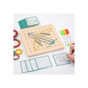 Geoboard de madera con bandas de goma juguete educativo_5