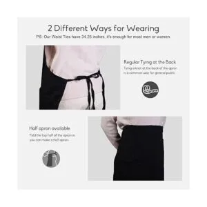 CONDA Delantales de babero 100 algodón color negro_5