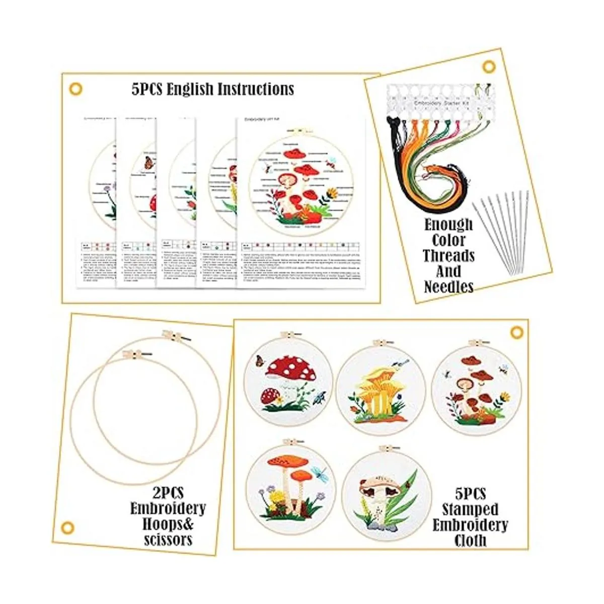 Juego de 5 juegos de bordado con patrones e instrucciones_2