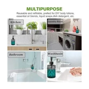 Juego de 2 dispensadores de jabón de vidrio para baño_6