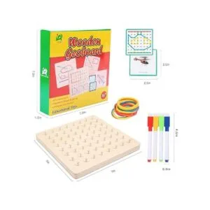 Geoboard de madera con bandas de goma juguete educativo_6