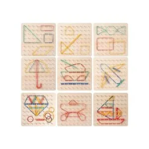 Geoboard de madera con bandas de goma juguete educativo_2