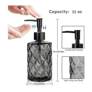 Juego de 2 dispensadores de jabón de vidrio para baño_2