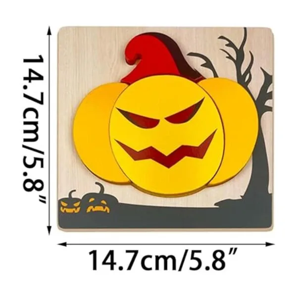 Anditoy Paquete de 4 rompecabezas de madera de Halloween_7