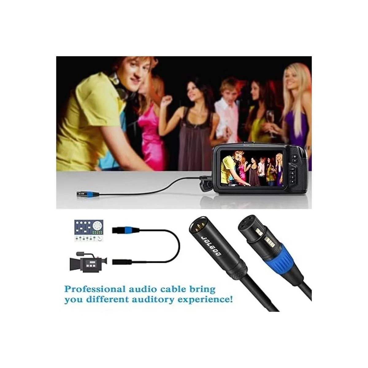 JOLGOO Cable adaptador mini XLR macho a XLR hembra 3_3