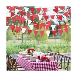Banderín rojo de 32 pies con banderines de tela_5