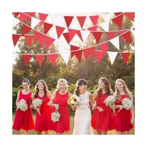 Banderín rojo de 32 pies con banderines de tela_6