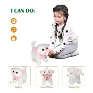 WorWoder Gatos interactivos electrónicos de felpa que se_3