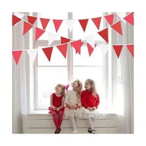 Banderín rojo de 32 pies con banderines de tela_4