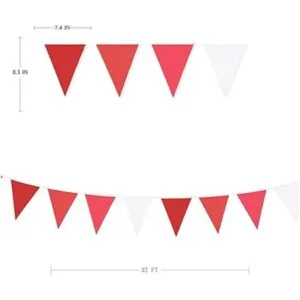 Banderín rojo de 32 pies con banderines de tela_7
