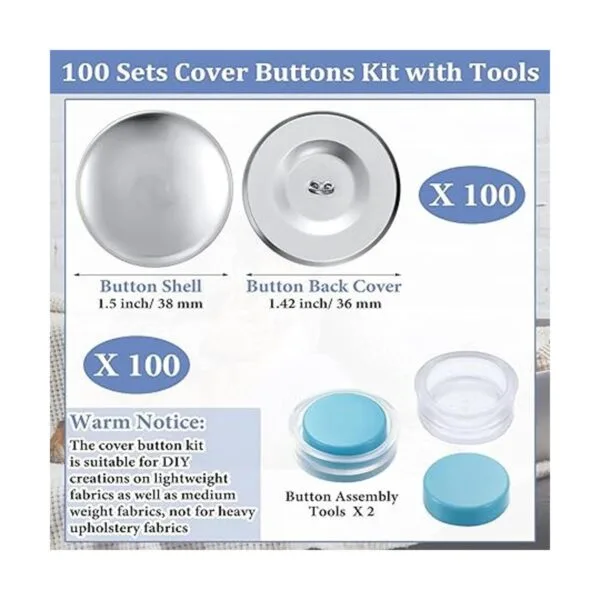 Kit de 100 juegos de botones de cubierta con herramientas_2