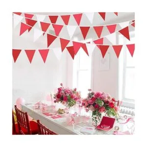 Banderín rojo de 32 pies con banderines de tela_3