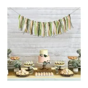 Greenery Guirnalda de cinta de oro marfil pancarta de_5