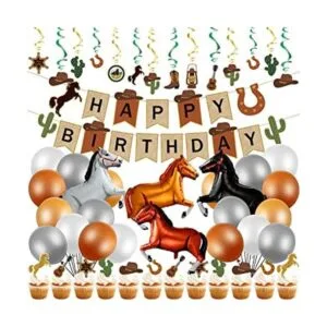 60 piezas de decoración de fiesta de cumpleaños de vaquero_1