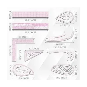 Sunenlyst Juego de reglas de costura 9 estilos de regla_2