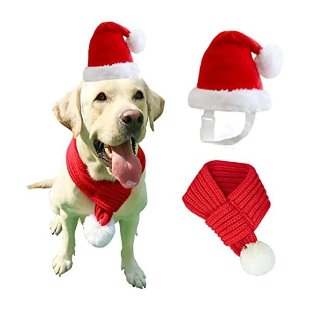 ANIAC Sombrero de Papá Noel con bufanda para niños gorro_1