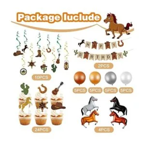 60 piezas de decoración de fiesta de cumpleaños de vaquero_2