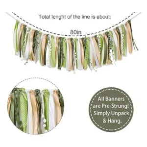 Greenery Guirnalda de cinta de oro marfil pancarta de_2