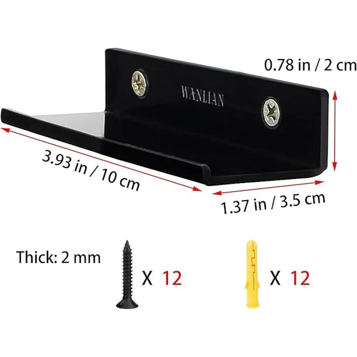 Estante de vinilo negro 6 unidades soporte de pared_2