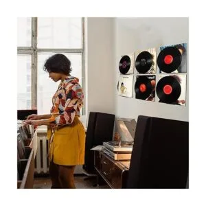 Estante de vinilo negro 6 unidades soporte de pared_6