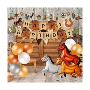 60 piezas de decoración de fiesta de cumpleaños de vaquero_5