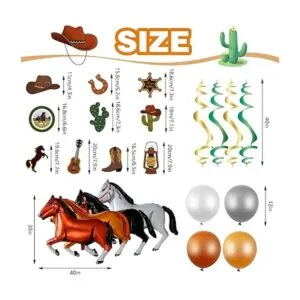 60 piezas de decoración de fiesta de cumpleaños de vaquero_4